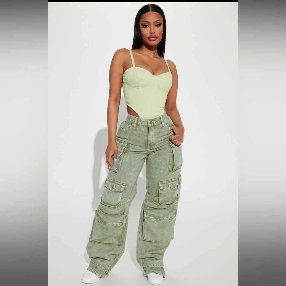 Billie low slung cargo jeans -GREEN